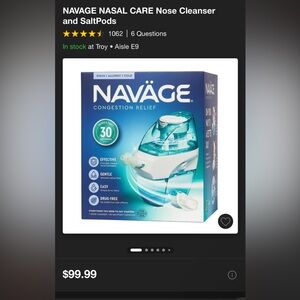 Navage Congestion Relief box with 1 nose cleaner, 30 Saltpods.